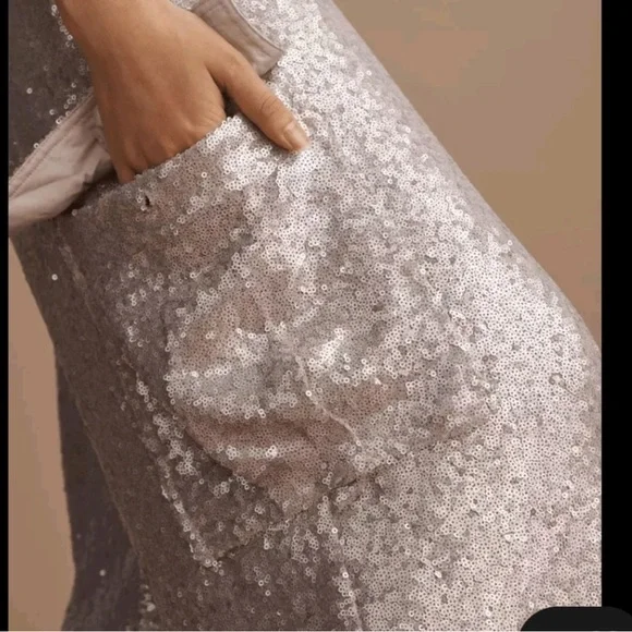 Anthropologie Lilac Sequin Cargo Pants - Size 10 - Picture 4 of 11